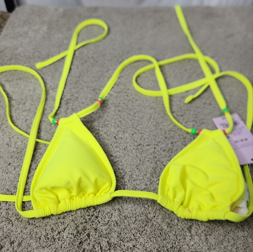 Women's Bright Yellow Bikini Top & Bottom With Beads - Wild Fable - M (8-10) - Picture 10 of 16